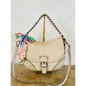 Coach Poppy cream Leather Whipstitch Hobo Shoulder Bag 19004 Saddle Purse